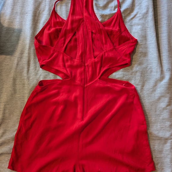 Express Bold Red Halter Jumpsuit - Picture 7 of 9